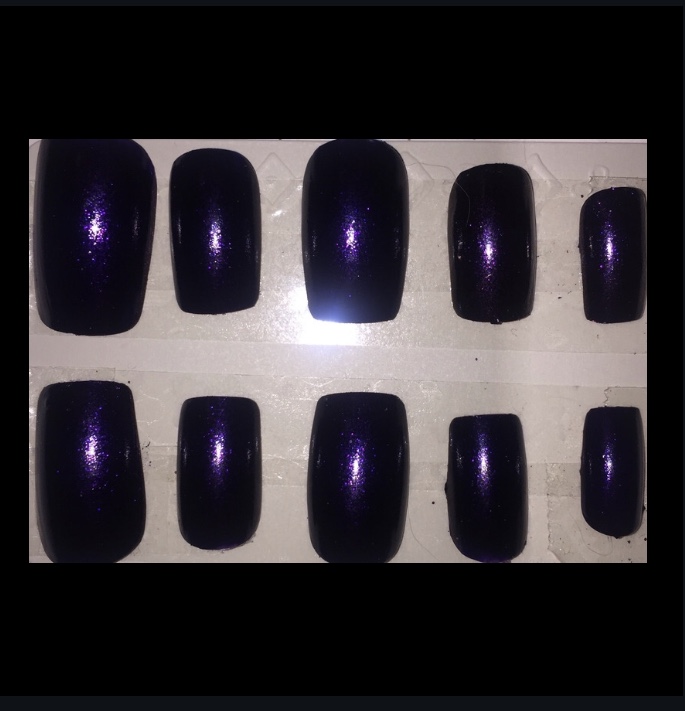 Dark Purple Lupus Awareness Square Nails