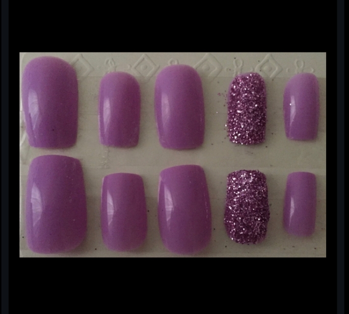 Lilac Lupus Awareness Square Glitter Nails